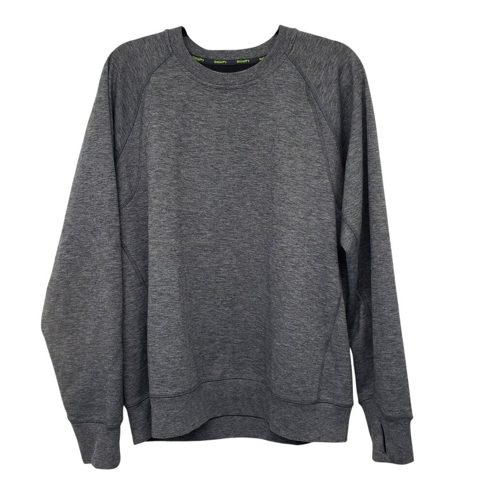 Brooks Womens Heathered Gray Crew Neck Sweatshirt Thumb Holes Relaxed L